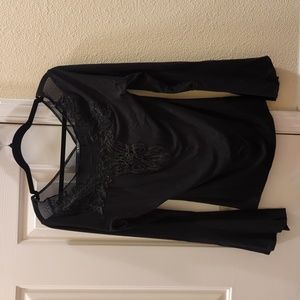 Women Venus size L black,lace transparent panel n front/top n back/bell sleeves